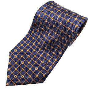 Nautica Blue & Gold Geometric Silk Necktie - Like New